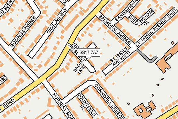 SS17 7AZ map - OS OpenMap – Local (Ordnance Survey)