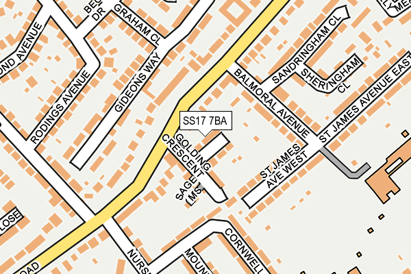 SS17 7BA map - OS OpenMap – Local (Ordnance Survey)