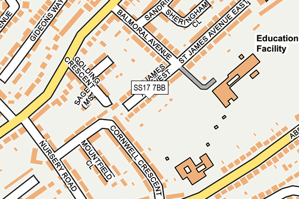 SS17 7BB map - OS OpenMap – Local (Ordnance Survey)