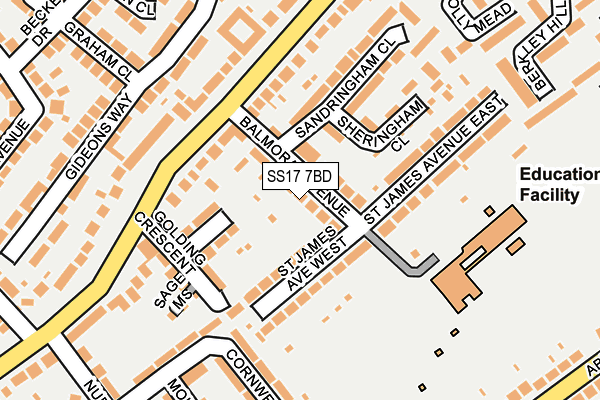 SS17 7BD map - OS OpenMap – Local (Ordnance Survey)