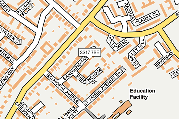 SS17 7BE map - OS OpenMap – Local (Ordnance Survey)