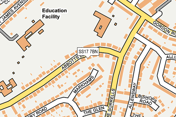 SS17 7BN map - OS OpenMap – Local (Ordnance Survey)