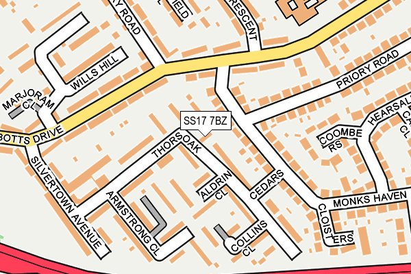 SS17 7BZ map - OS OpenMap – Local (Ordnance Survey)