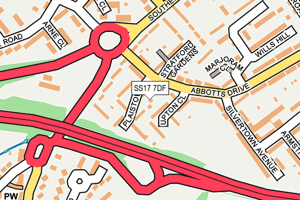 SS17 7DF map - OS OpenMap – Local (Ordnance Survey)
