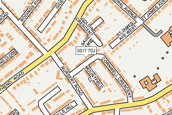 SS17 7DJ map - OS OpenMap – Local (Ordnance Survey)