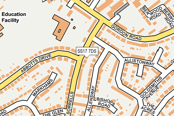 SS17 7DS map - OS OpenMap – Local (Ordnance Survey)