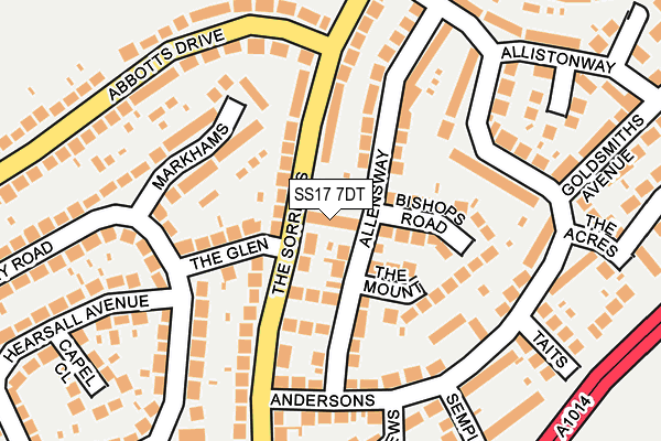 SS17 7DT map - OS OpenMap – Local (Ordnance Survey)