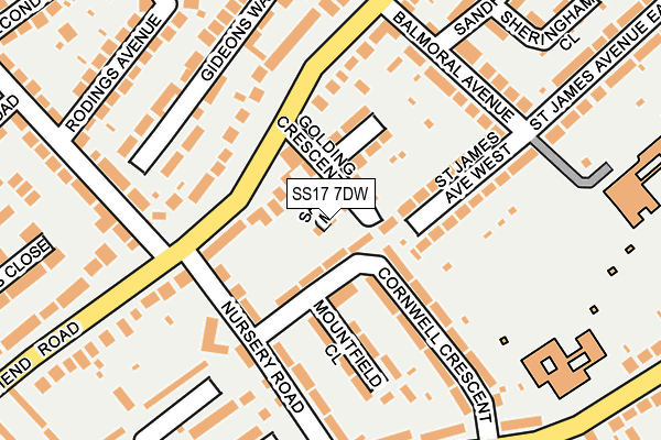 SS17 7DW map - OS OpenMap – Local (Ordnance Survey)