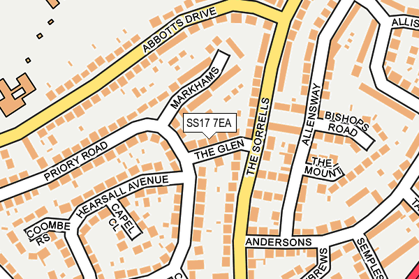 SS17 7EA map - OS OpenMap – Local (Ordnance Survey)