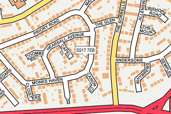 SS17 7EB map - OS OpenMap – Local (Ordnance Survey)