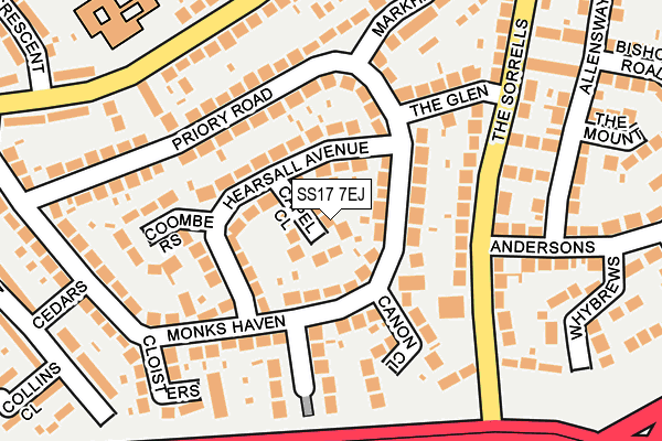 SS17 7EJ map - OS OpenMap – Local (Ordnance Survey)
