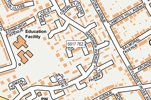 SS17 7EZ map - OS OpenMap – Local (Ordnance Survey)