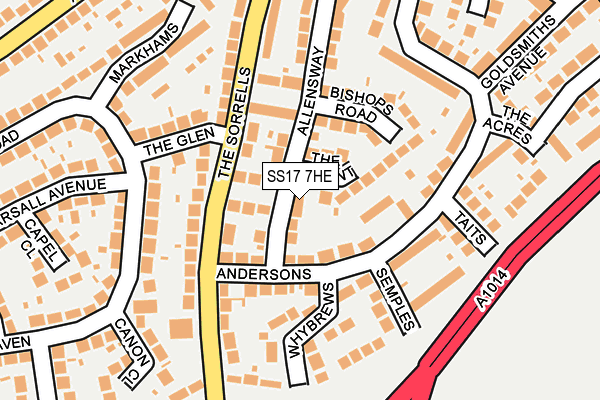 SS17 7HE map - OS OpenMap – Local (Ordnance Survey)