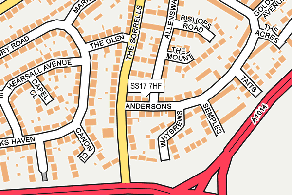 SS17 7HF map - OS OpenMap – Local (Ordnance Survey)