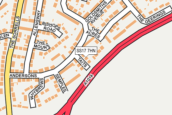 SS17 7HN map - OS OpenMap – Local (Ordnance Survey)