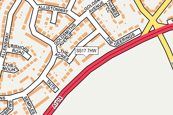 SS17 7HW map - OS OpenMap – Local (Ordnance Survey)
