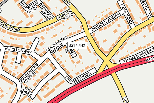 SS17 7HX map - OS OpenMap – Local (Ordnance Survey)