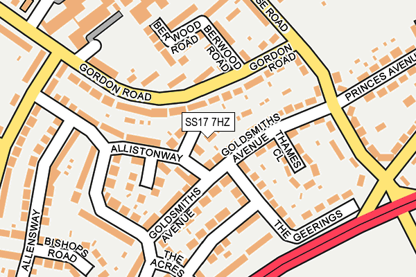 SS17 7HZ map - OS OpenMap – Local (Ordnance Survey)
