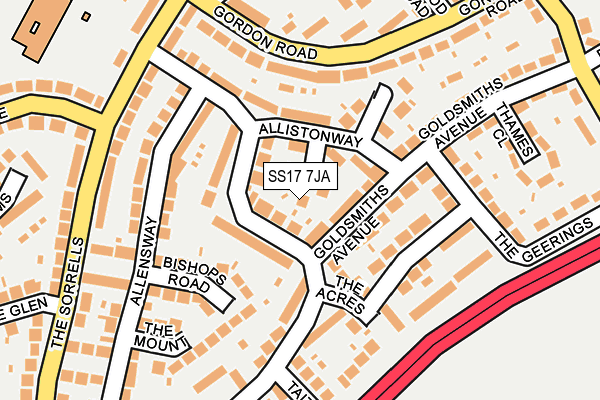 SS17 7JA map - OS OpenMap – Local (Ordnance Survey)