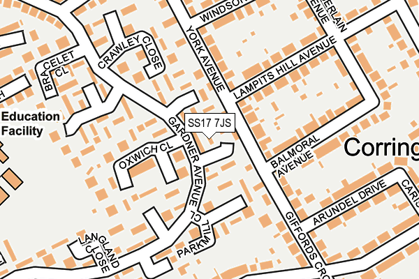 SS17 7JS map - OS OpenMap – Local (Ordnance Survey)