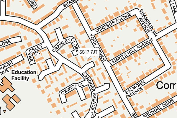 SS17 7JT map - OS OpenMap – Local (Ordnance Survey)