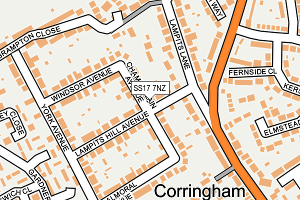 SS17 7NZ map - OS OpenMap – Local (Ordnance Survey)