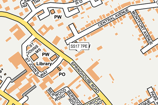 SS17 7PE map - OS OpenMap – Local (Ordnance Survey)
