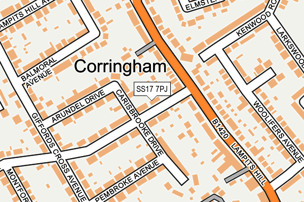 SS17 7PJ map - OS OpenMap – Local (Ordnance Survey)