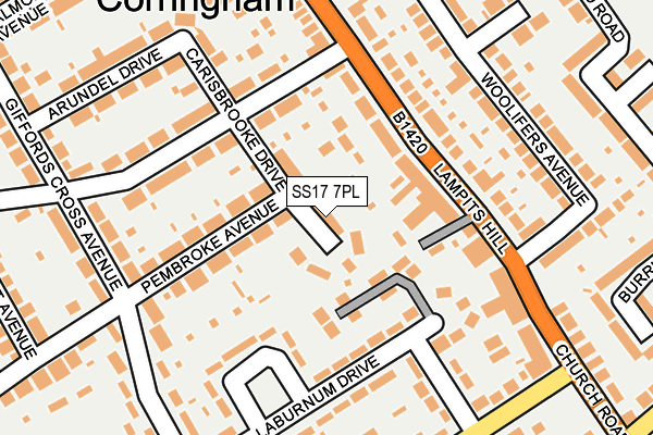 SS17 7PL map - OS OpenMap – Local (Ordnance Survey)