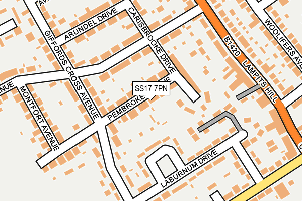 SS17 7PN map - OS OpenMap – Local (Ordnance Survey)