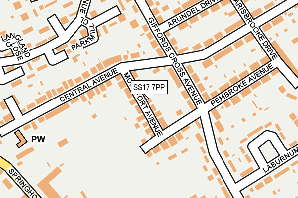 SS17 7PP map - OS OpenMap – Local (Ordnance Survey)