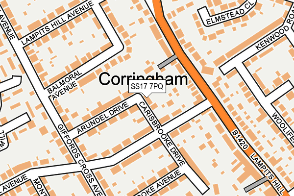 SS17 7PQ map - OS OpenMap – Local (Ordnance Survey)