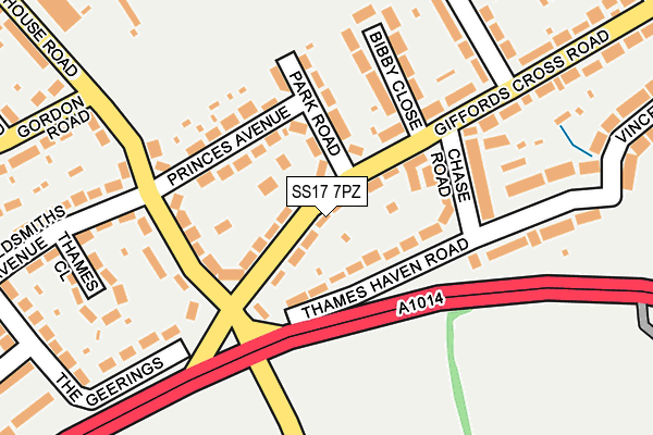 SS17 7PZ map - OS OpenMap – Local (Ordnance Survey)