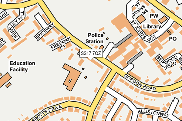 SS17 7QZ map - OS OpenMap – Local (Ordnance Survey)