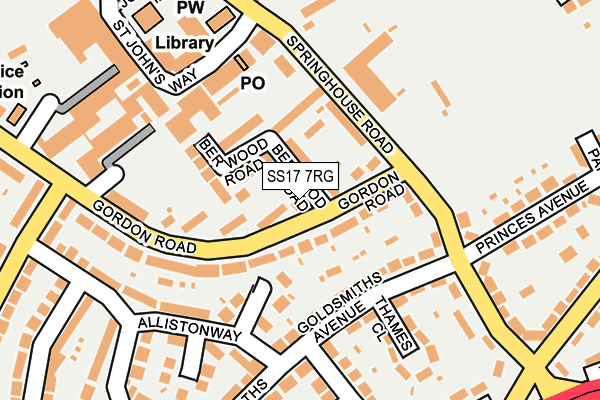SS17 7RG map - OS OpenMap – Local (Ordnance Survey)