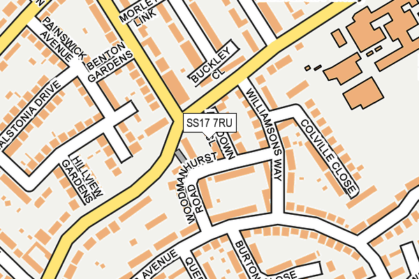 SS17 7RU map - OS OpenMap – Local (Ordnance Survey)