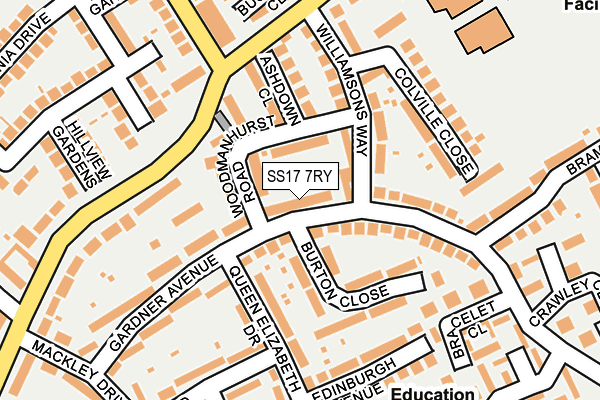 SS17 7RY map - OS OpenMap – Local (Ordnance Survey)