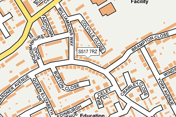 SS17 7RZ map - OS OpenMap – Local (Ordnance Survey)