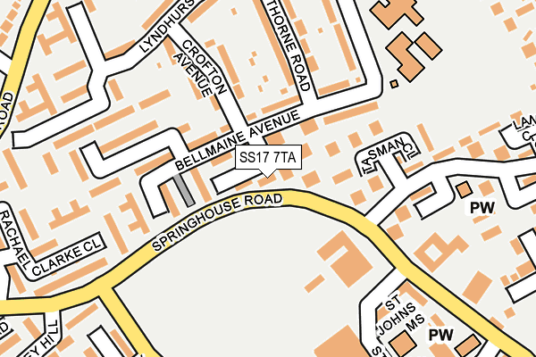 SS17 7TA map - OS OpenMap – Local (Ordnance Survey)