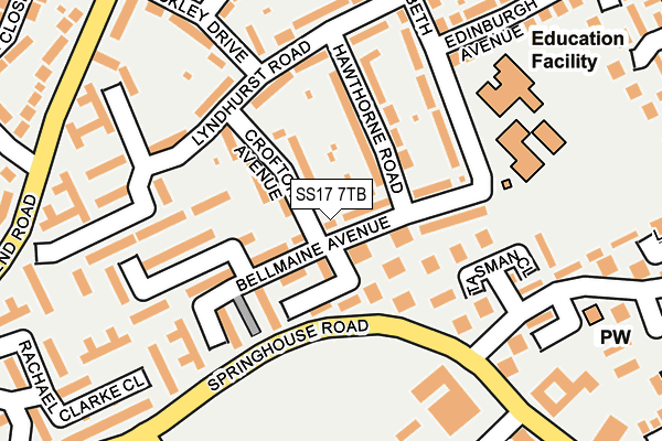 SS17 7TB map - OS OpenMap – Local (Ordnance Survey)
