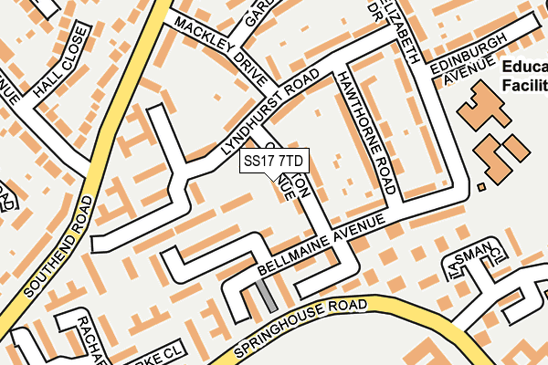 SS17 7TD map - OS OpenMap – Local (Ordnance Survey)