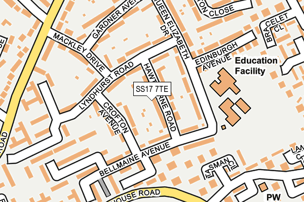 SS17 7TE map - OS OpenMap – Local (Ordnance Survey)