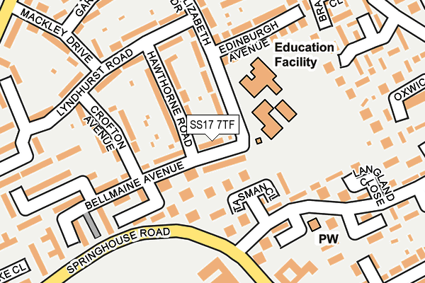 SS17 7TF map - OS OpenMap – Local (Ordnance Survey)