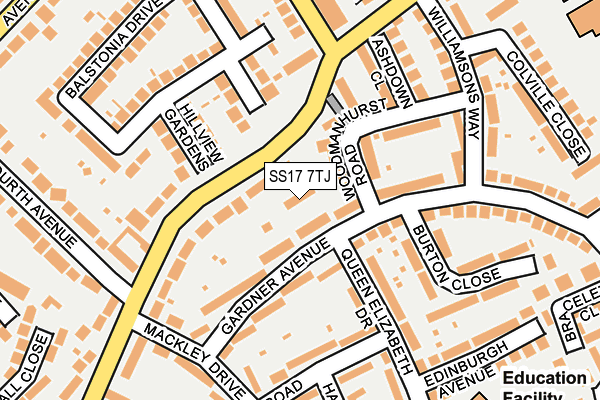 SS17 7TJ map - OS OpenMap – Local (Ordnance Survey)