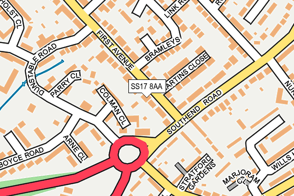SS17 8AA map - OS OpenMap – Local (Ordnance Survey)