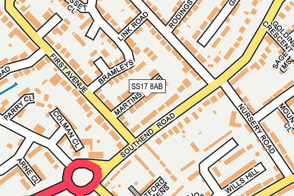 SS17 8AB map - OS OpenMap – Local (Ordnance Survey)