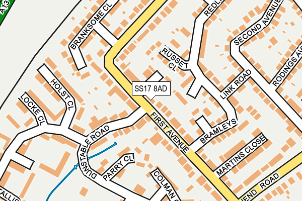 SS17 8AD map - OS OpenMap – Local (Ordnance Survey)
