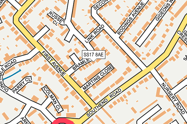 SS17 8AE map - OS OpenMap – Local (Ordnance Survey)