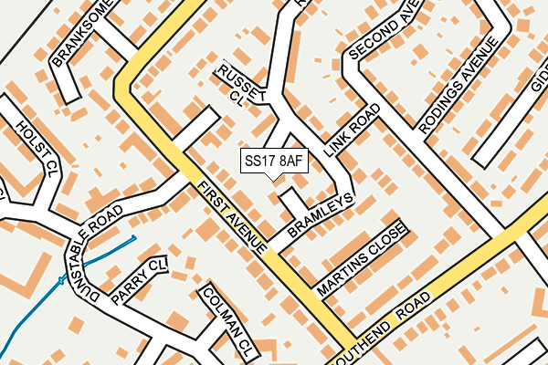 SS17 8AF map - OS OpenMap – Local (Ordnance Survey)