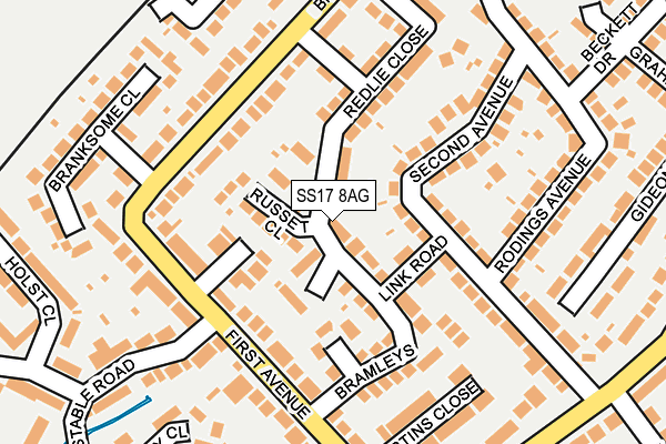 SS17 8AG map - OS OpenMap – Local (Ordnance Survey)